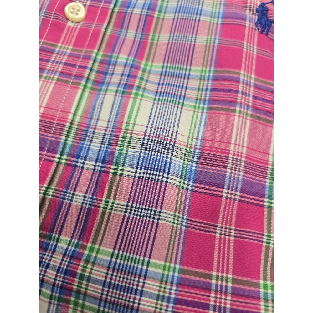 Polo Ralph Lauren Mens Pink Blue Plaid Non-Iron Cotton Button Down Shirt Small S - Picture 9 of 9